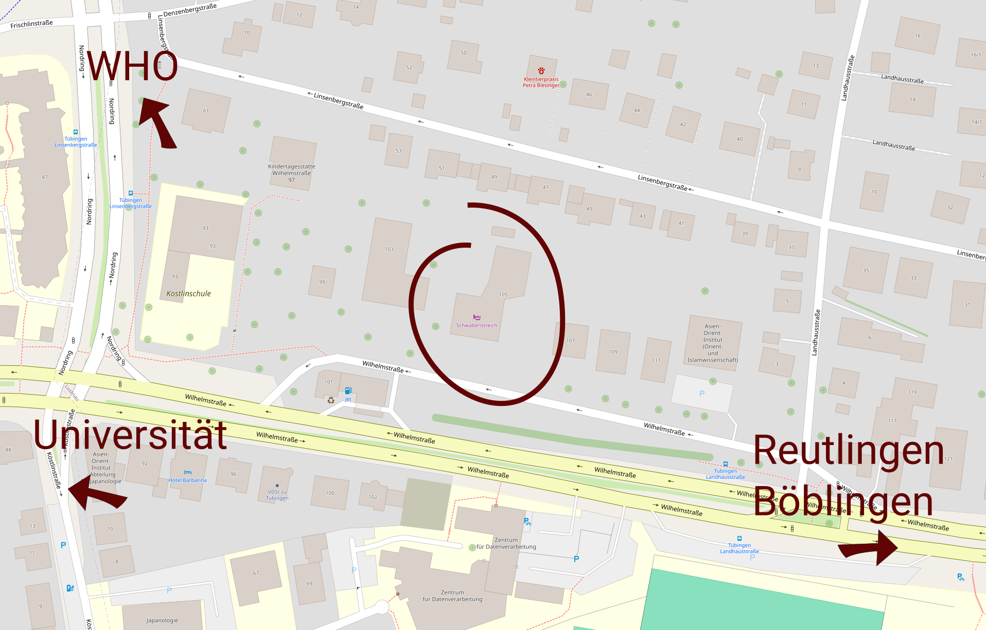 Karte zu Schwabenstreich in Tübingen